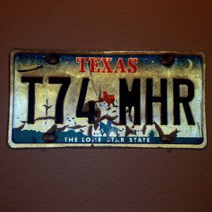Vintage Texas License Plate:  Pre-Owned Condition